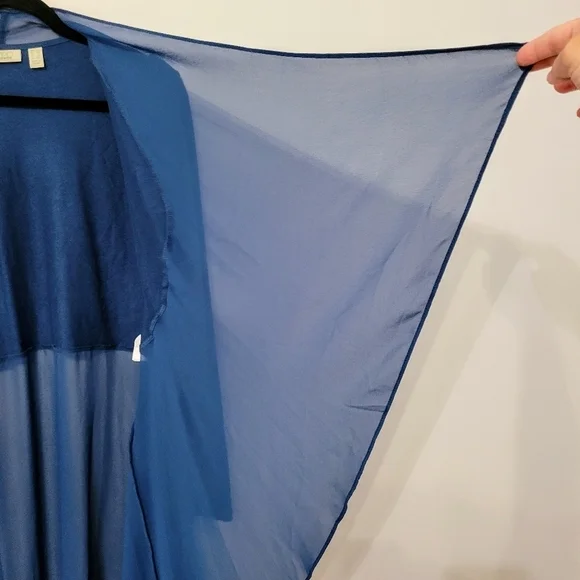 LOGO Lounge by Lori Goldstein Blue Soft Knit Open Front Waterfall Cardigan Sz 1X - Picture 8 of 12